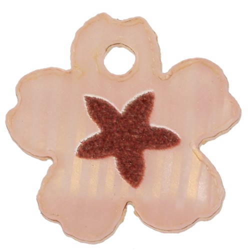 Ciondolo fiore stella in plexiglas 12 mm - Salmone - Marrone x1