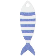 Pendente a forma di pesce a strisce in plexiglas 32x10 mm - Bianco - Blu x1|raw }}