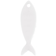 Pendente a forma di pesce a strisce in plexiglas 32x10 mm - Bianco - Blu x1