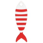 Pendente a forma di pesce striato in plexiglas 32x10 mm - Bianco - Rosso x1|raw }}