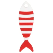 Pendente a forma di pesce striato in plexiglas 32x10 mm - Bianco - Rosso x1