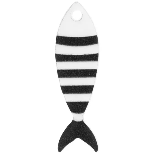 Pendente a forma di pesce a strisce in plexiglas 32x10 mm - Bianco - Nero x1