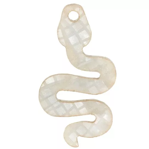 Pendente a serpente in plexiglas 29,5x16 mm - Effetto mosaico - Brillantini grigi x1