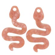 Pendente a forma di serpente in plexiglas 29,5x16 mm - Effetto mosaico - Brillantini marroni x1