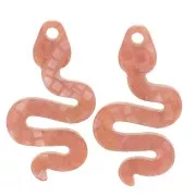 Pendente a forma di serpente in plexiglas 29,5x16 mm - Effetto mosaico - Brillantini marroni x1