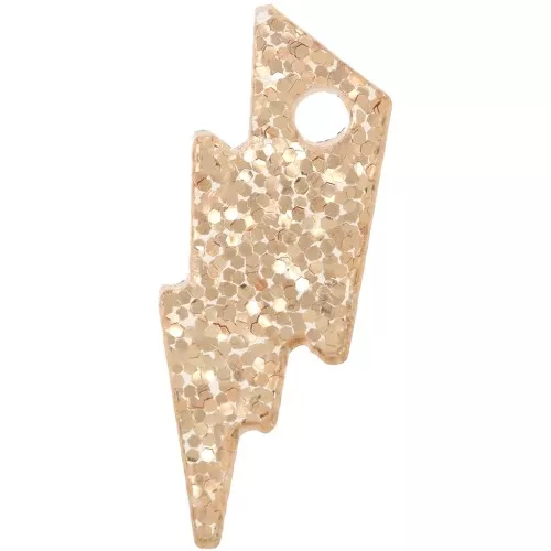 Ciondolo a forma di fulmine in plexiglas 17x6 mm - Brillantini d'oro x1