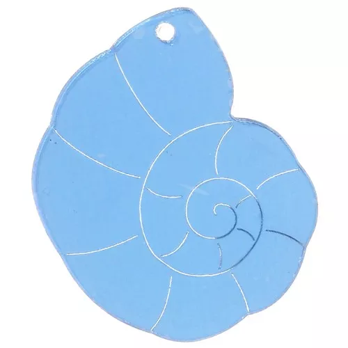 Pendente a conchiglia in plexiglas 38x30mm - effetto specchio - Blu x1