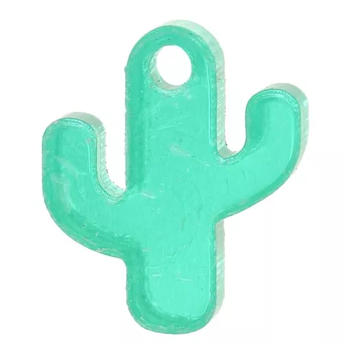 Ciondolo cactus in plexiglas 15x12 mm - Verde x1