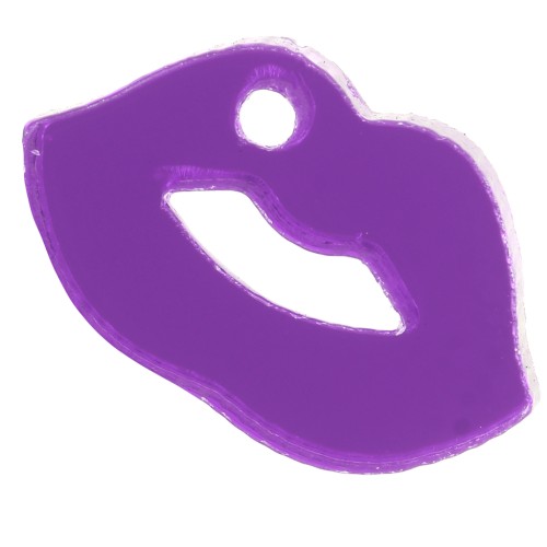 Ciondolo a bocca in plexiglas 10x17 mm - effetto specchio - Viola x1