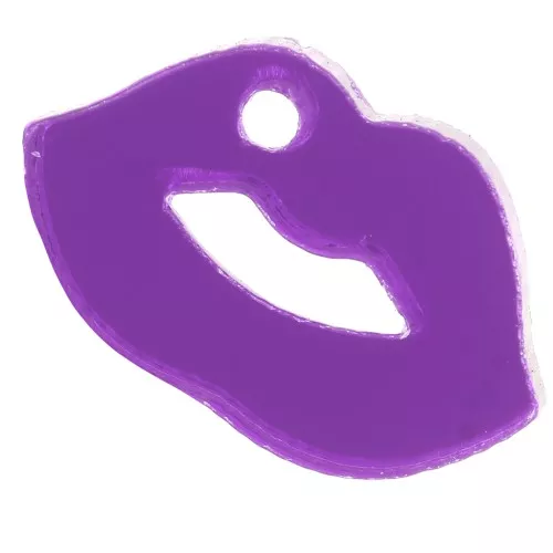 Ciondolo a bocca in plexiglas 10x17 mm - effetto specchio - Viola x1