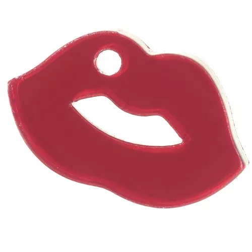 Ciondolo a bocca in plexiglas 10x17 mm - effetto specchio - Rosso x1