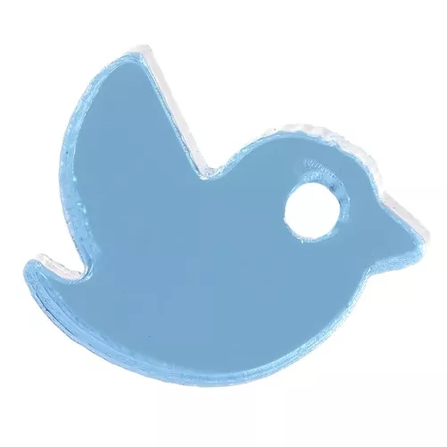 Ciondolo per uccelli in plexiglas 10x12 mm - Effetto specchio - Blu cielo x1