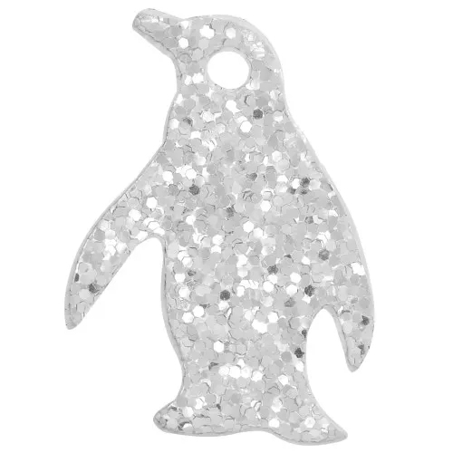Ciondolo in plexiglas 17,5x13 mm - Brillantini argento x1