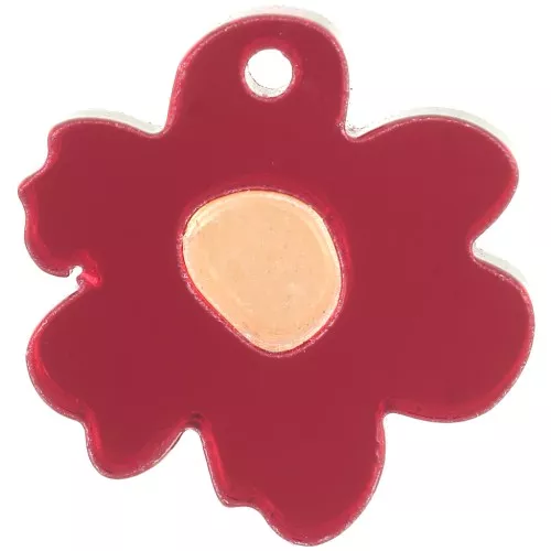 Ciondolo a fiore bicolore in plexiglas 18,5 mm - Effetto specchio - Rosso - Arancione x1