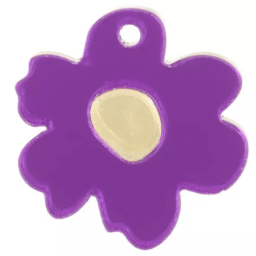 Ciondolo a fiore bicolore in plexiglas 18,5 mm - Effetto specchio - Viola - Dorato x1