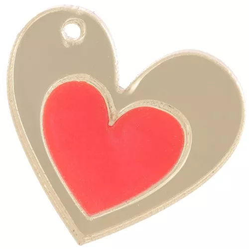 Ciondolo a cuore bicolore in plexiglas 20x21,5 mm - Dorato - Rosso x1