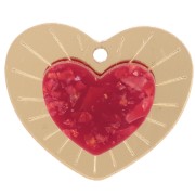 Pendente a cuore in rilievo in plexiglas 25x29 mm - Dorato - Brillantini rossi x1|raw }}