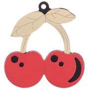 Pendente ciliegia 48,5x45 mm in plexiglas - effetto specchio - Dorato - Rosso x1