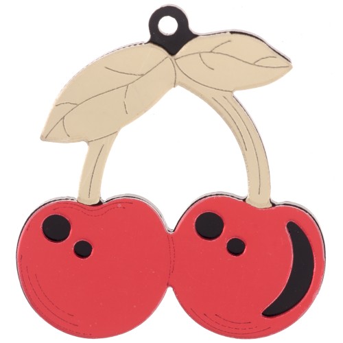 Pendente ciliegia 48,5x45 mm in plexiglas - effetto specchio - Dorato - Rosso x1