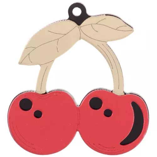 Pendente ciliegia 48,5x45 mm in plexiglas - effetto specchio - Dorato - Rosso x1