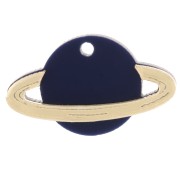 Pendente in plexiglas Saturn 15x26 mm - Blu notte - Dorato x1