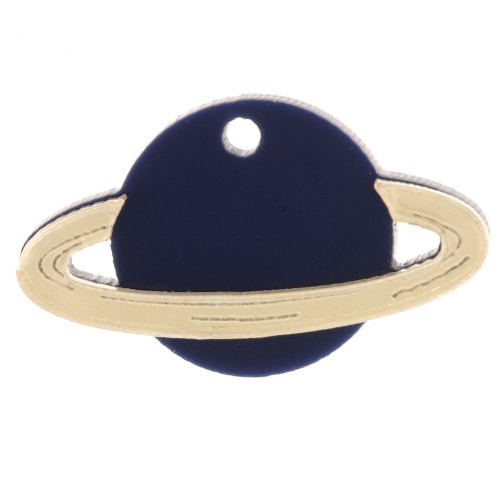 Pendente in plexiglas Saturn 15x26 mm - Blu notte - Dorato x1