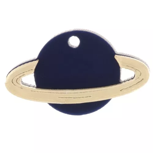 Pendente in plexiglas Saturn 15x26 mm - Blu notte - Dorato x1