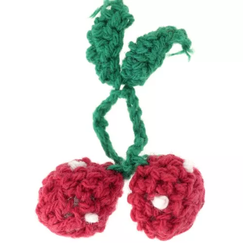Pendente a forma di ciliegia uncinata 43x38 mm - Rosso - Verde x1