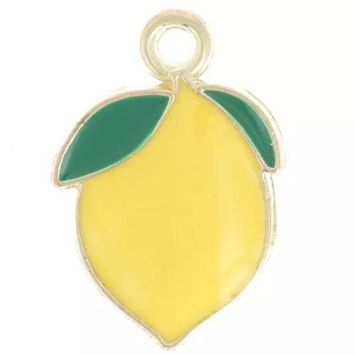 Ciondolo limone 20x14 mm in resina epossidica - Giallo - Dorato con oro fino x1