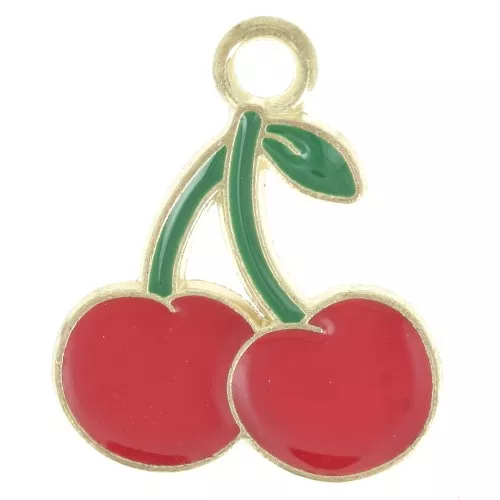 Ciondolo 18x15 mm in resina epossidica - Rosso - Verde - Dorato con oro fino x1