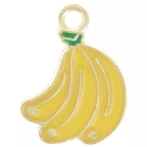 Ciondolo a banana 18x13 mm in resina epossidica - Giallo - Dorato con oro fino x1