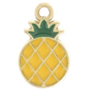 Ciondolo ananas 18x11 mm in resina epossidica - Giallo - Dorato con oro fino x1