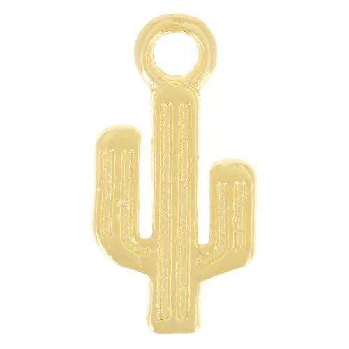 Ciondolo a forma di cactus 15x7,5 mm - Dorato con oro fino x1