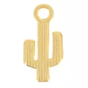 Ciondolo a forma di cactus 15x7,5 mm - Dorato con oro fino x1