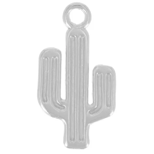Pendente Cactus 25x13 mm - Impiallacciatura in argento invecchiato x1