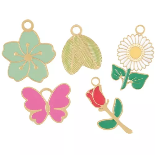 Mix ciondoli epossidici Jardin en fleurs - Esclu Perles & Co Acciaio inox 304L x5