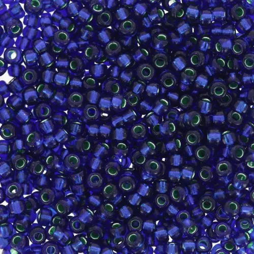 Rocaille Miyuki 11/0 1457 - Dyed Emerald Silver Lined Dark Sapphire x8g