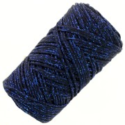 Bobina di cotone Air Glitter 1 mm per macramè - blu navy x90m