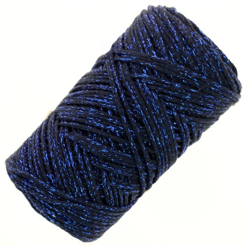 Bobina di cotone Air Glitter 1 mm per macramè - blu navy x90m