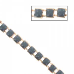 Catena quadrato smaltato mm. 6.3 Grigio dorato x 50cm