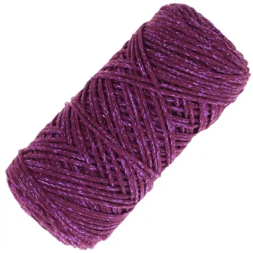 Rocchetto di cotone Air Glitter 1 mm per macramè - Prugna x90m