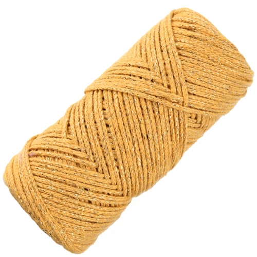 Bobina di cotone Air Glitter 1 mm per macramè - Senape x90m