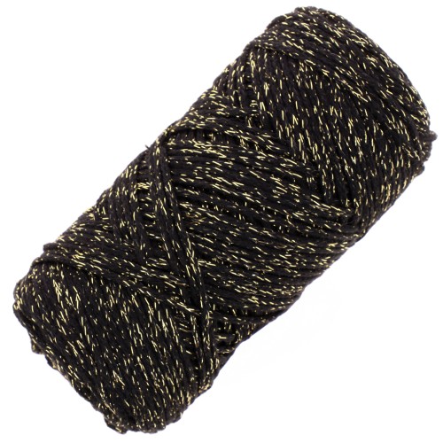 Rocchetto di cotone Air Glitter 1 mm per macramè - Nero x90m