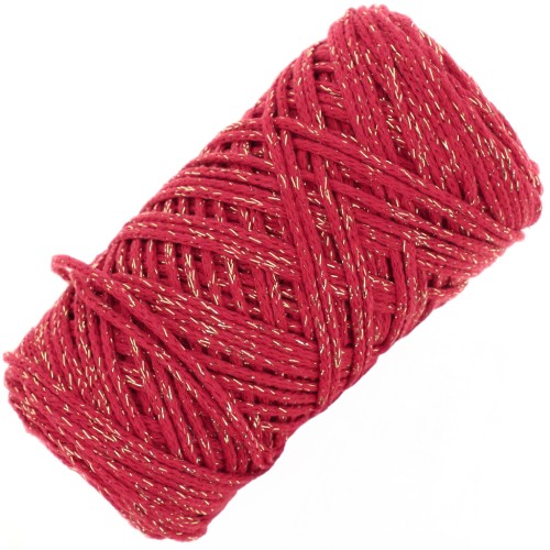 Rocchetto di cotone Air Glitter 1 mm per macramè - Rosso x90m