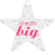 Pendente stella in plexiglas 50x52mm - Dream big Trasparente - Brillantini argento