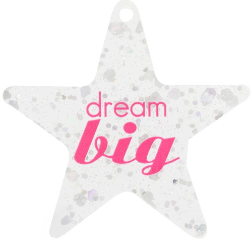 Pendente stella in plexiglas 50x52mm - Dream big Trasparente - Brillantini argento