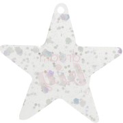 Pendente stella in plexiglas 50x52mm - Dream big Trasparente - Brillantini argento