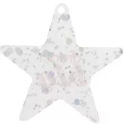 Pendente stella in plexiglas 50x52mm - Dream big Trasparente - Brillantini argento