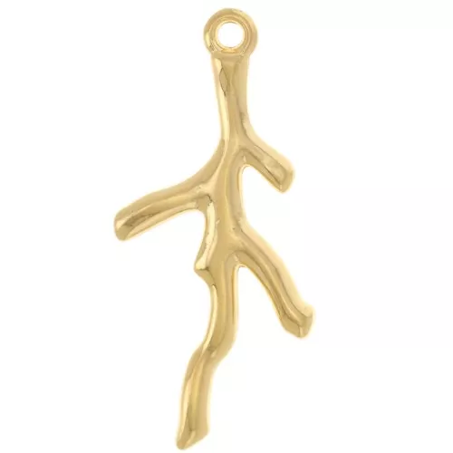 Pendente in corallo 29x12 mm- Dorato con oro fino x1