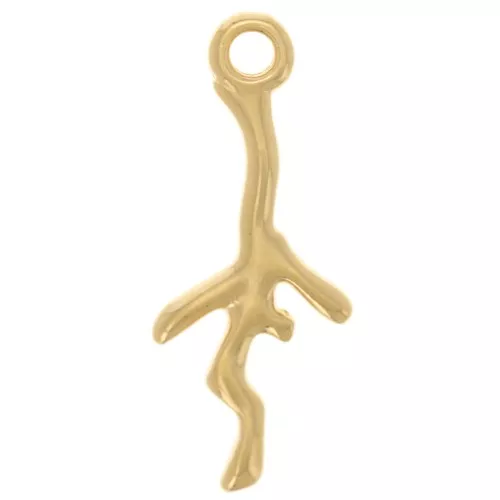 Pendente in corallo 20x8 mm - Dorato con oro fino x1